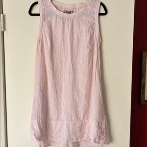 Classic linen sleeveless Flax pink dress